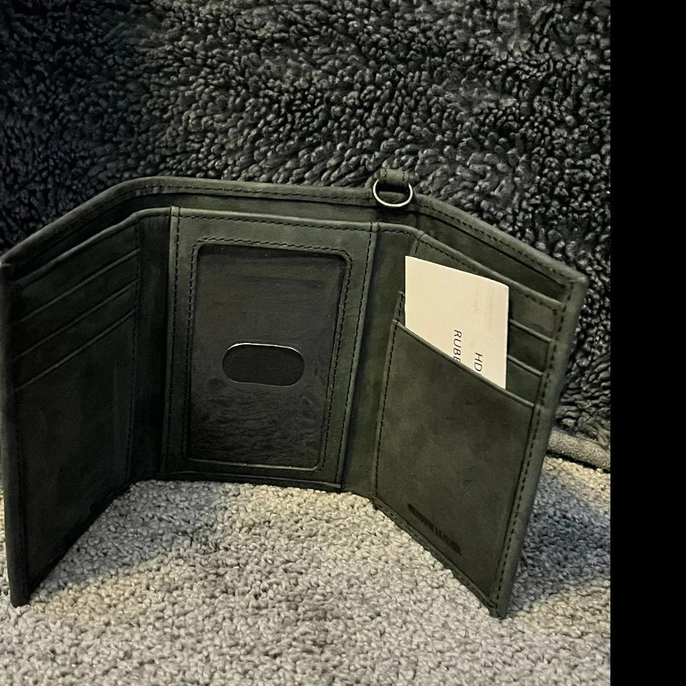 HARLEY DAVIDSON MEN'S TRIFOLD LEATHER WALLET - Picture 3 of 4